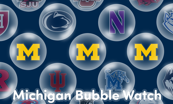 The logo for Michigan and a number of other teams appear inside of bubbles.