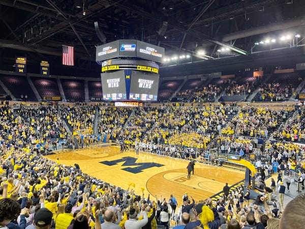 Crisler Arena after Michigan won their second round game at home during the 2022 NCAA Women's Basketball Tournament.